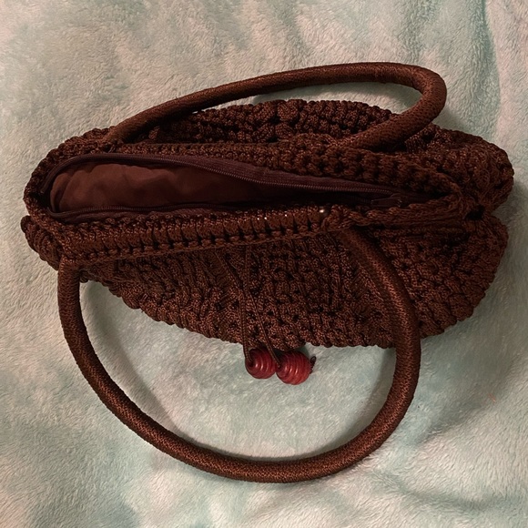 Unbranded Hand Made in Ecuador Crochet Brown Bag. NWOT Zip Closure. - Picture 3 of 12